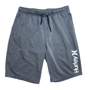 Hurley‎ Board Shorts Boys L 14/16 Gray Drawstring Swim Trunks 26x9"